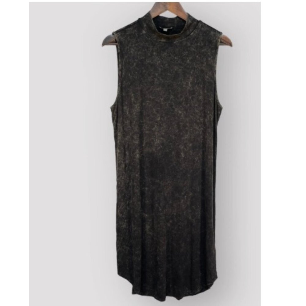 Lilla P Mock Neck Sleeveless Jersey Dress, Black Marble | Size Small